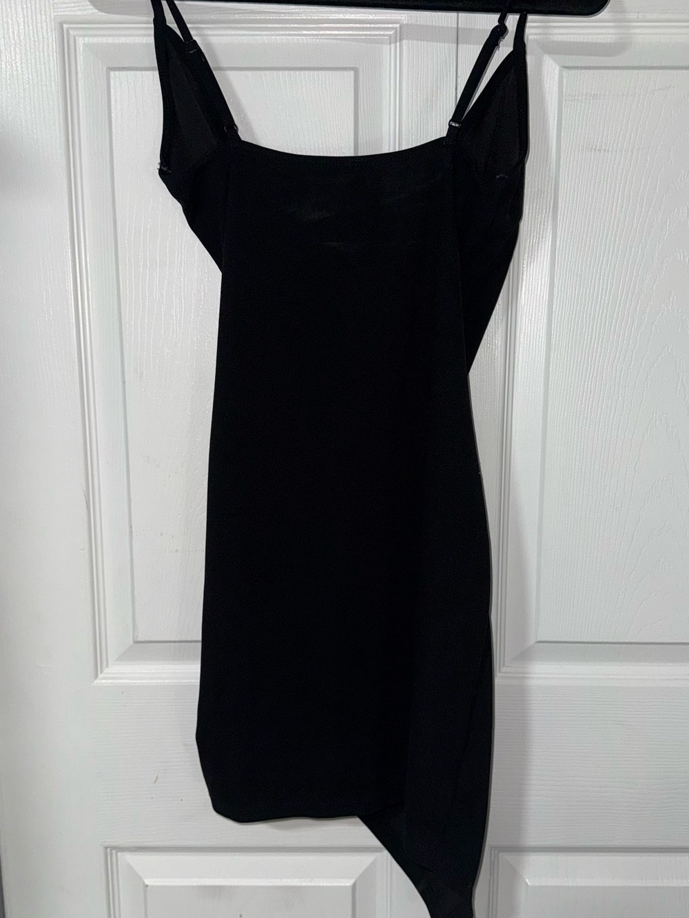 SHEIN Black Asymmetrical Slip Dress with Adjustable Spaghetti Straps